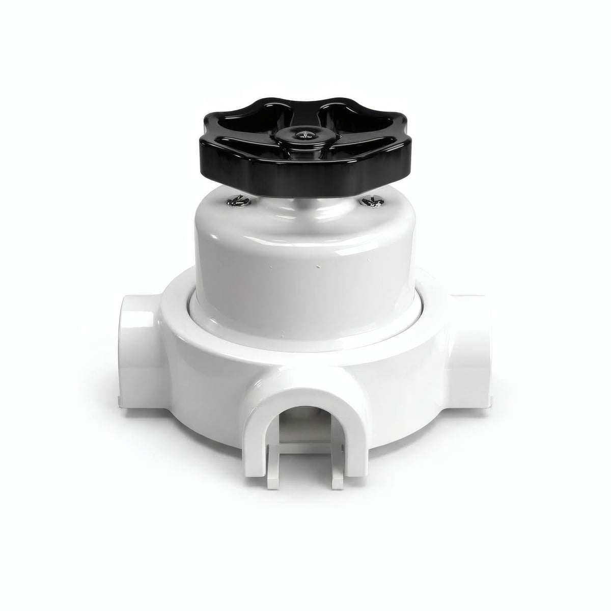 Porcelain two-way switch with a knob and base kit — White / Black / 3 conduit entries