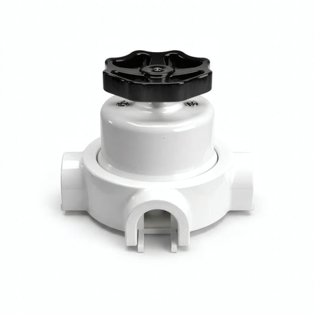 Porcelain two-way switch with a knob and base kit — White / Black / 3 conduit entries