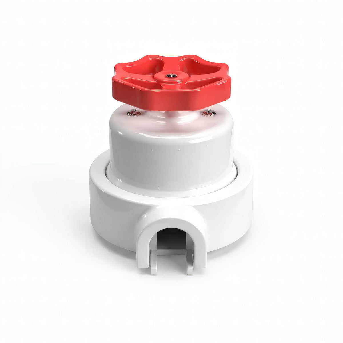 Porcelain two-way switch with a knob and base kit — White / Red / 1 conduit entry