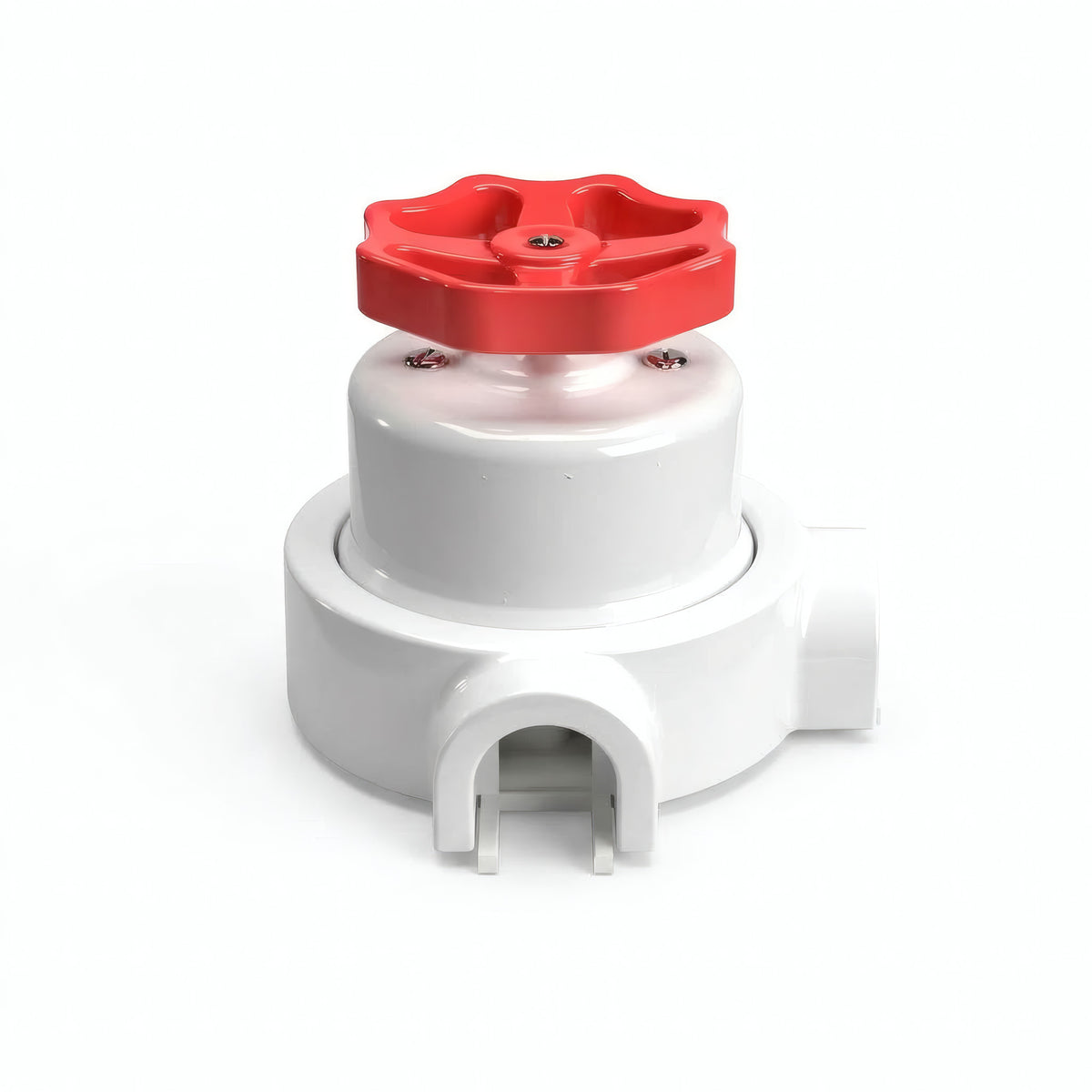 Porcelain two-way switch with a knob and base kit — White / Red / 2 conduit entries