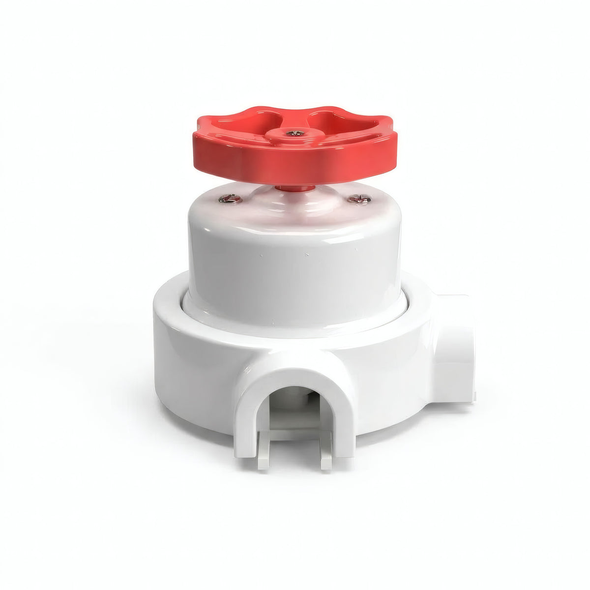 Porcelain two-way switch with a knob and base kit — White / Red / 2 conduit entries