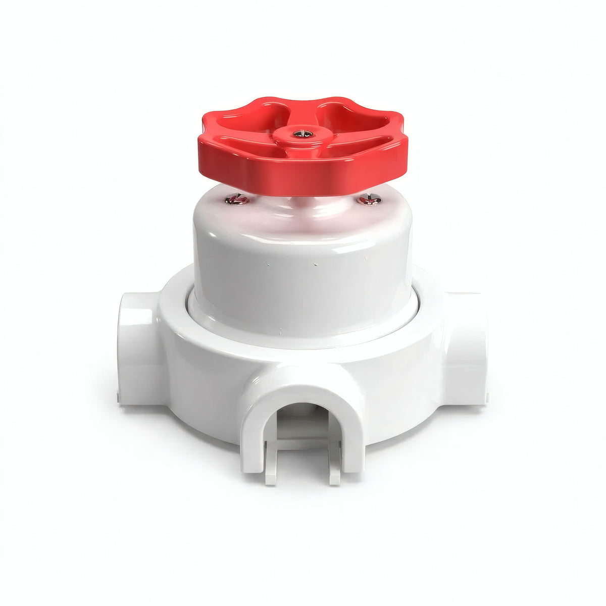 Porcelain two-way switch with a knob and base kit — White / Red / 3 conduit entries