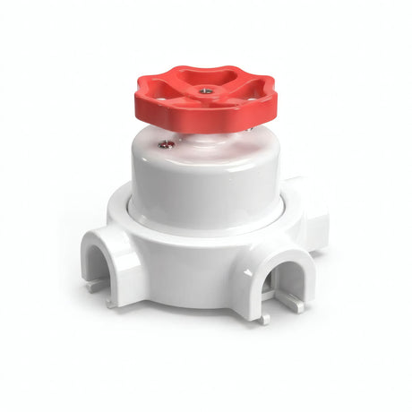 Porcelain two-way switch with a knob and base kit — White / Red / 3 conduit entries