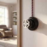 Porcelain two-way switch with a knob and base kit — Black / White / Flat Ø 100 mm