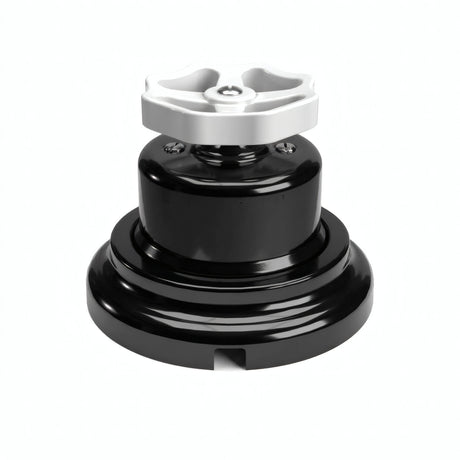 Porcelain two-way switch with a knob and base kit — Black / White / Flat Ø 100 mm