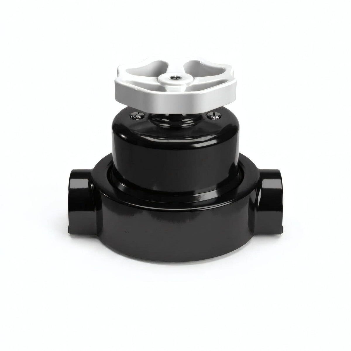 Porcelain two-way switch with a knob and base kit — Black / White / 2 conduit entries in line