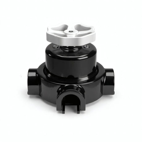 Porcelain two-way switch with a knob and base kit — Black / White / 3 conduit entries