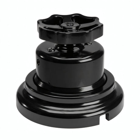Porcelain two-way switch with a knob and base kit — Black / Black / Flat Ø 100 mm