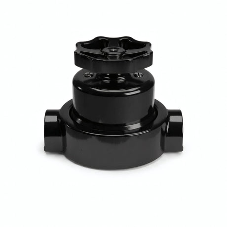 Porcelain two-way switch with a knob and base kit — Black / Black / 2 conduit entries in line