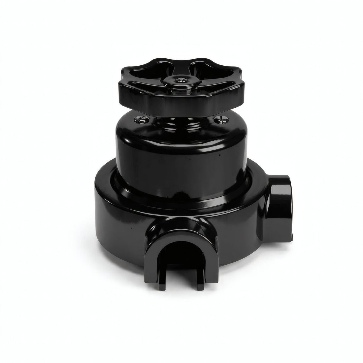 Porcelain two-way switch with a knob and base kit — Black / Black / 2 conduit entries