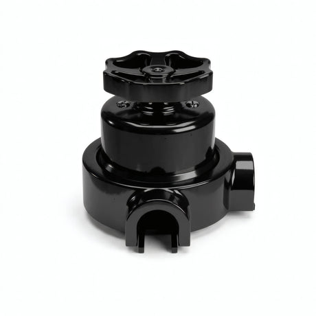 Porcelain two-way switch with a knob and base kit — Black / Black / 2 conduit entries