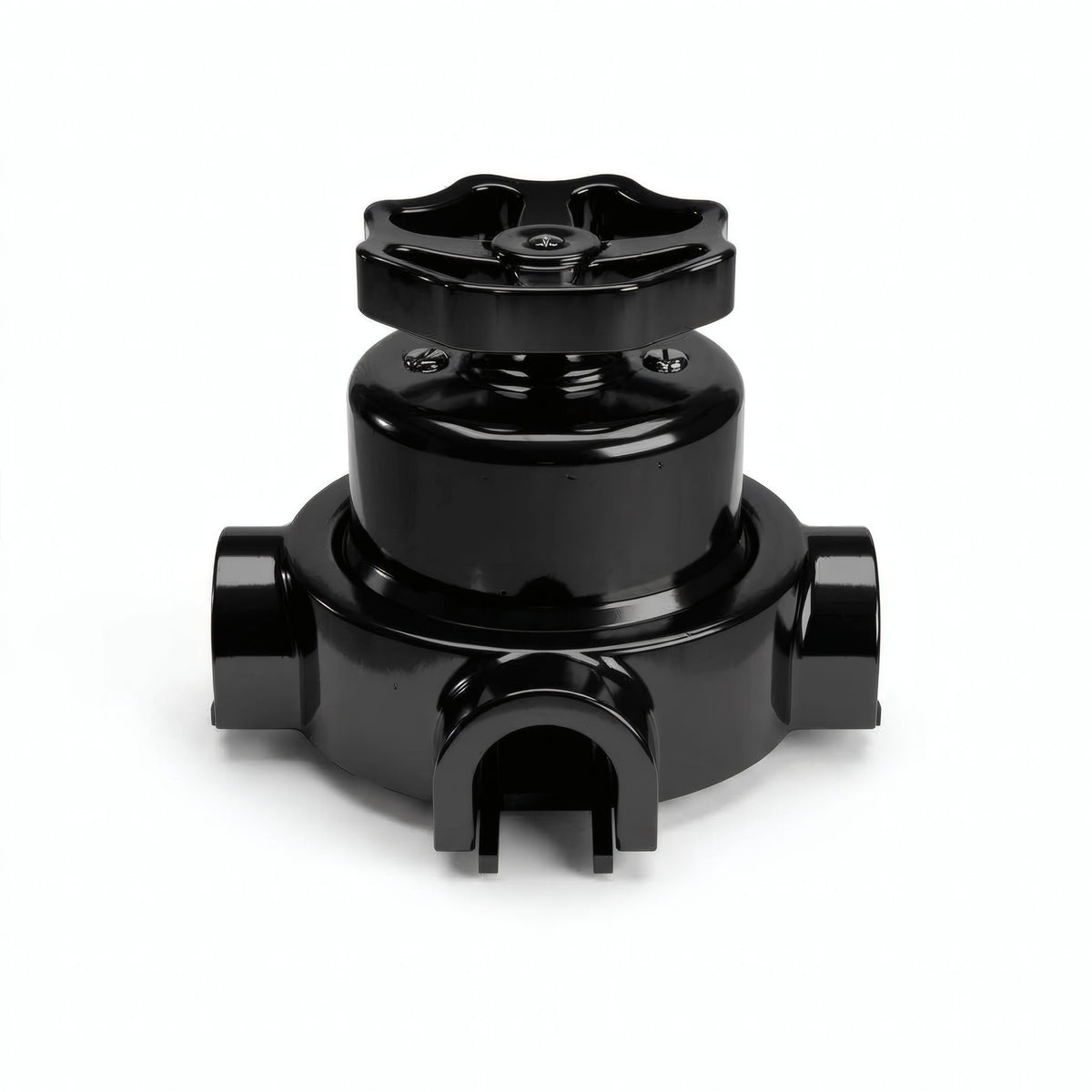 Porcelain two-way switch with a knob and base kit — Black / Black / 3 conduit entries