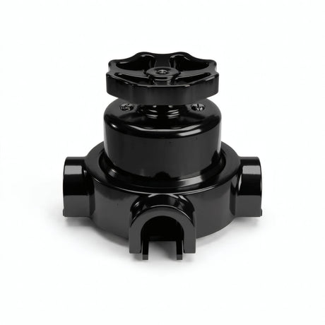 Porcelain two-way switch with a knob and base kit — Black / Black / 3 conduit entries