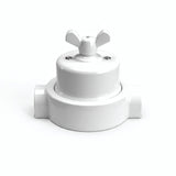 Porcelain two-way switch with a butterfly nut and base kit — White / White / 2 conduit entries in line