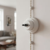 Porcelain two-way switch with a butterfly nut and base kit — White / Black / Flat Ø 100 mm