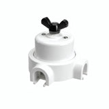 Porcelain two-way switch with a butterfly nut and base kit — White / Black / 2 conduit entries