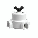 Porcelain two-way switch with a butterfly nut and base kit — White / Black / 3 conduit entries
