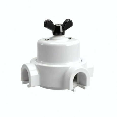 Porcelain two-way switch with a butterfly nut and base kit — White / Black / 3 conduit entries