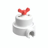Porcelain two-way switch with a butterfly nut and base kit — White / Red / 1 conduit entry
