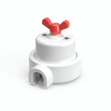 Porcelain two-way switch with a butterfly nut and base kit — White / Red / 1 conduit entry