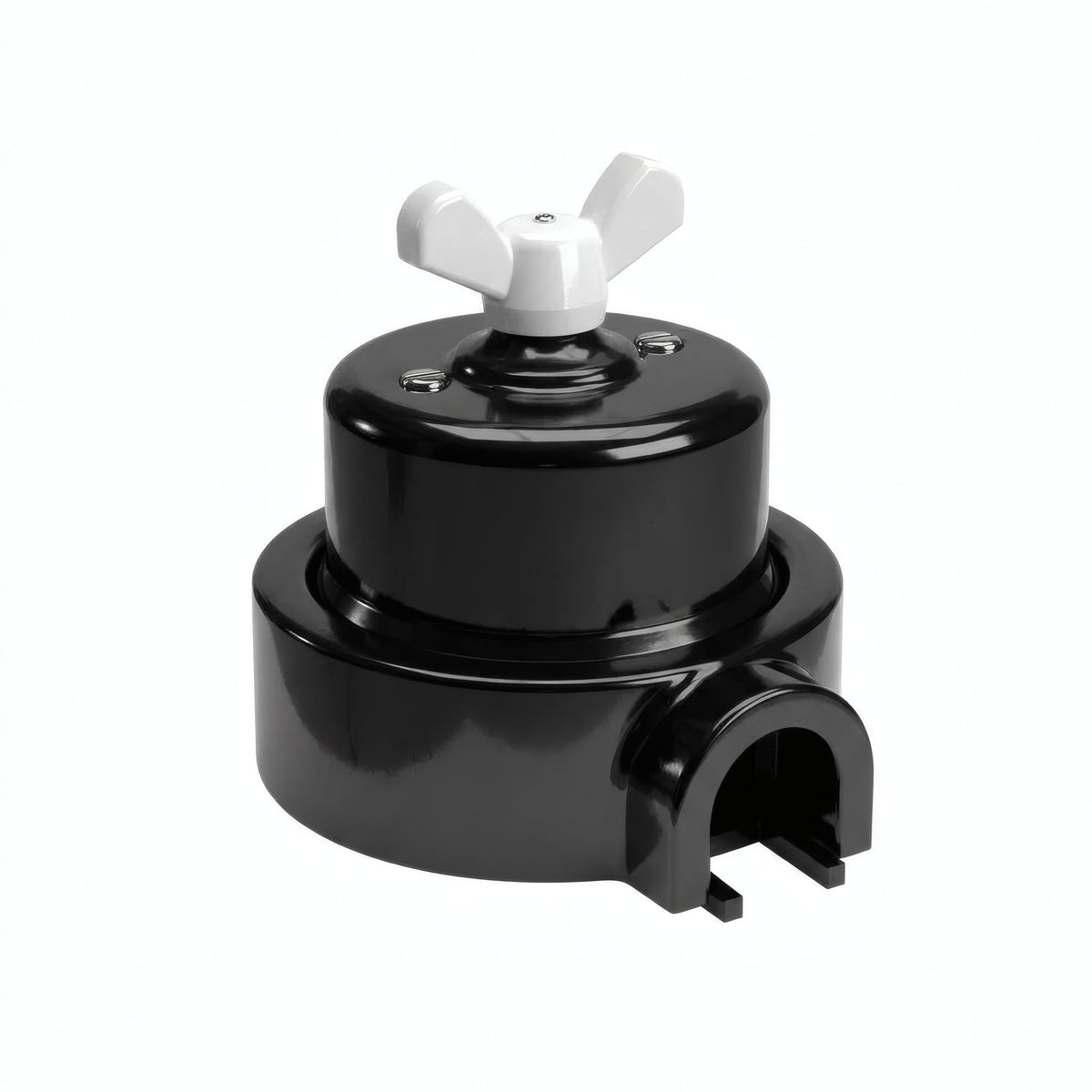 Porcelain two-way switch with a butterfly nut and base kit — Black / White / 1 conduit entry