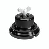 Porcelain two-way switch with a butterfly nut and base kit — Black / White / Flat Ø 100 mm