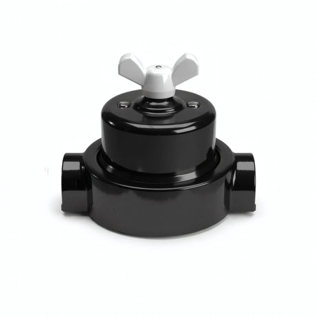 Porcelain two-way switch with a butterfly nut and base kit — Black / White / 2 conduit entries in line