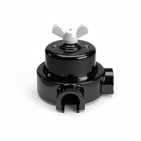Porcelain two-way switch with a butterfly nut and base kit — Black / White / 2 conduit entries