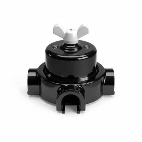 Porcelain two-way switch with a butterfly nut and base kit — Black / White / 3 conduit entries