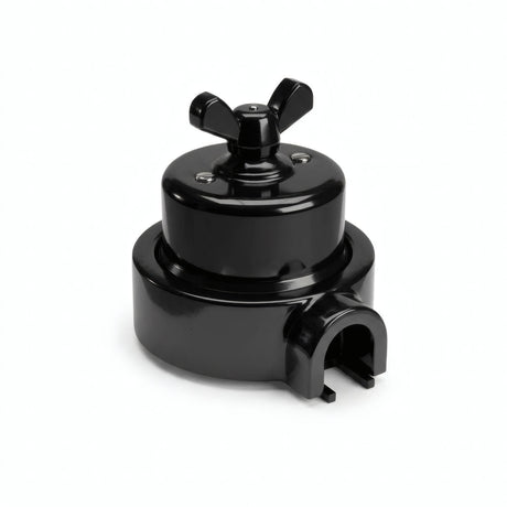 Porcelain two-way switch with a butterfly nut and base kit — Black / Black / 1 conduit entry