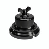 Porcelain two-way switch with a butterfly nut and base kit — Black / Black / Flat Ø 100 mm