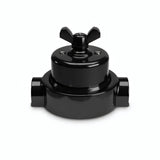 Porcelain two-way switch with a butterfly nut and base kit — Black / Black / 2 conduit entries in line