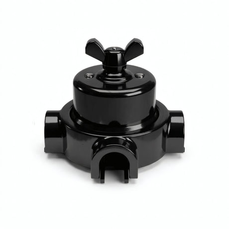 Porcelain two-way switch with a butterfly nut and base kit — Black / Black / 3 conduit entries