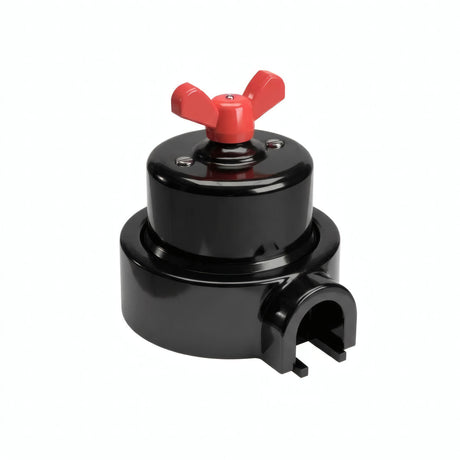 Porcelain two-way switch with a butterfly nut and base kit — Black / Red / 1 conduit entry