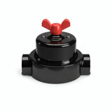 Porcelain two-way switch with a butterfly nut and base kit — Black / Red / 2 conduit entries in line