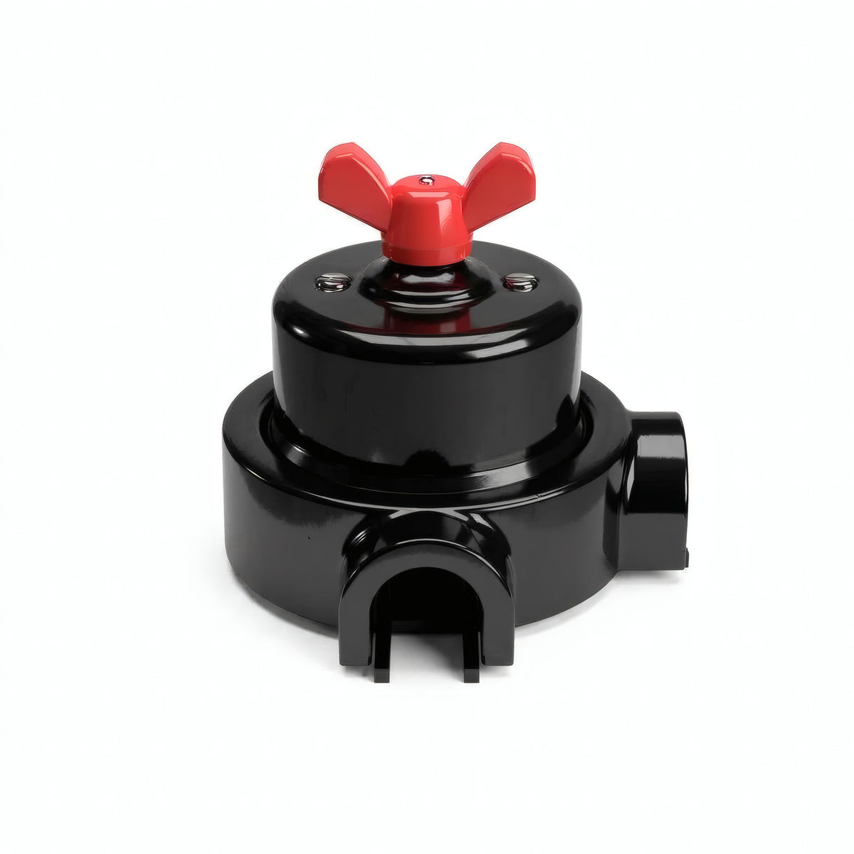 Porcelain two-way switch with a butterfly nut and base kit — Black / Red / 2 conduit entries
