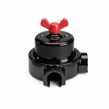 Porcelain two-way switch with a butterfly nut and base kit — Black / Red / 2 conduit entries