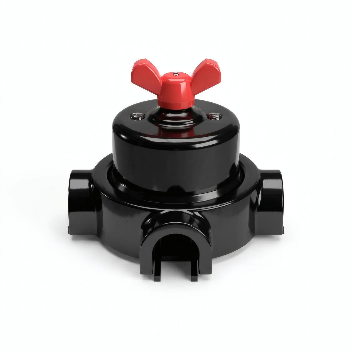 Porcelain two-way switch with a butterfly nut and base kit — Black / Red / 3 conduit entries