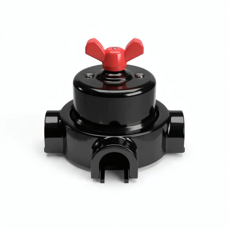 Porcelain two-way switch with a butterfly nut and base kit — Black / Red / 3 conduit entries