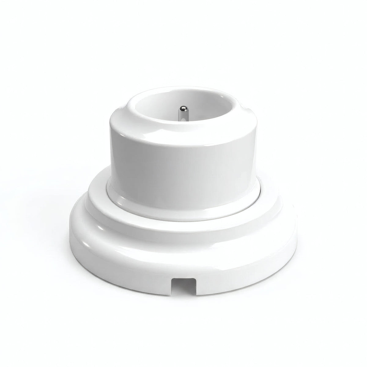 Porcelain wall socket and base kit — French 2P+T 16 A / White / Flat Ø 100 mm