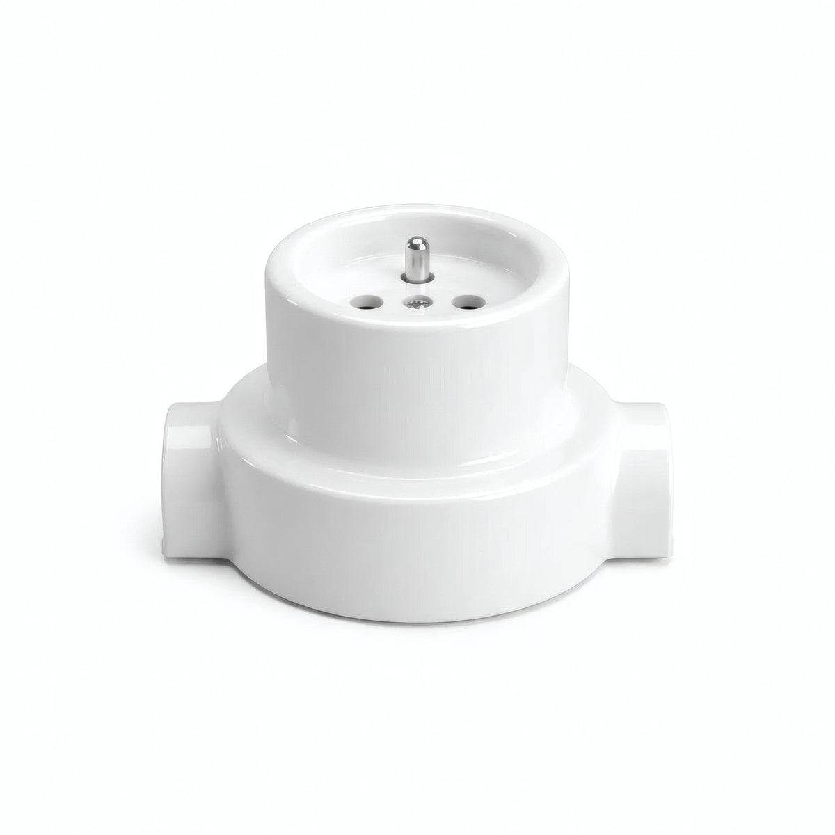 Porcelain wall socket and base kit — French 2P+T 16 A / White / 2 conduit entries in line