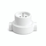 Porcelain wall socket and base kit — French 2P+T 16 A / White / 2 conduit entries in line