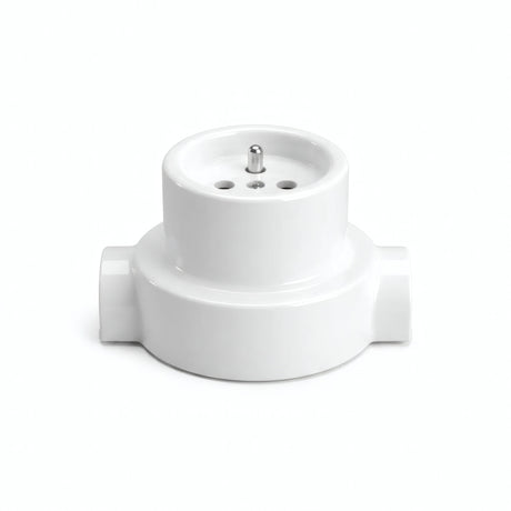 Porcelain wall socket and base kit — French 2P+T 16 A / White / 2 conduit entries in line