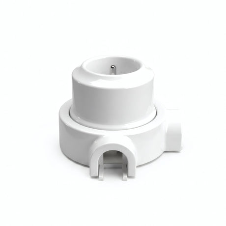 Porcelain wall socket and base kit — French 2P+T 16 A / White / 2 conduit entries