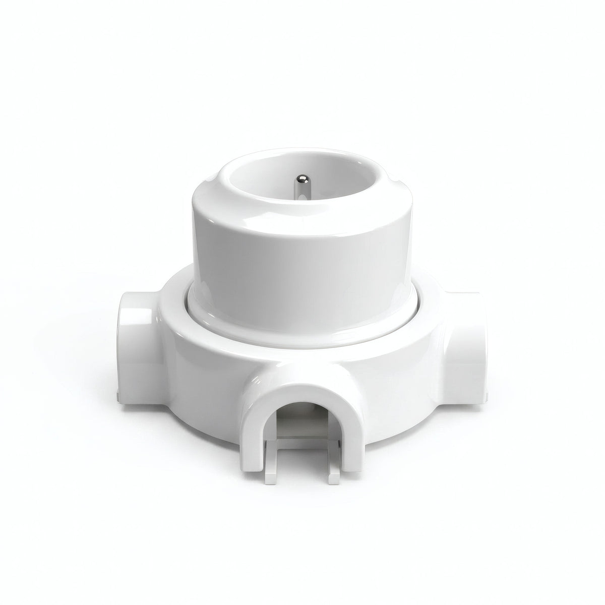 Porcelain wall socket and base kit — French 2P+T 16 A / White / 3 conduit entries