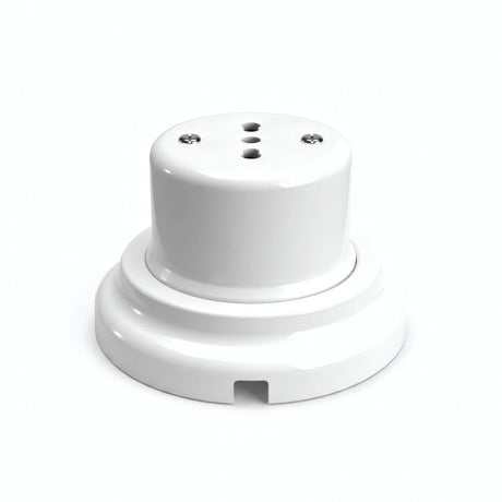 Porcelain wall socket and base kit — Italian 2P+T 10/16 A / White / Flat Ø 100 mm