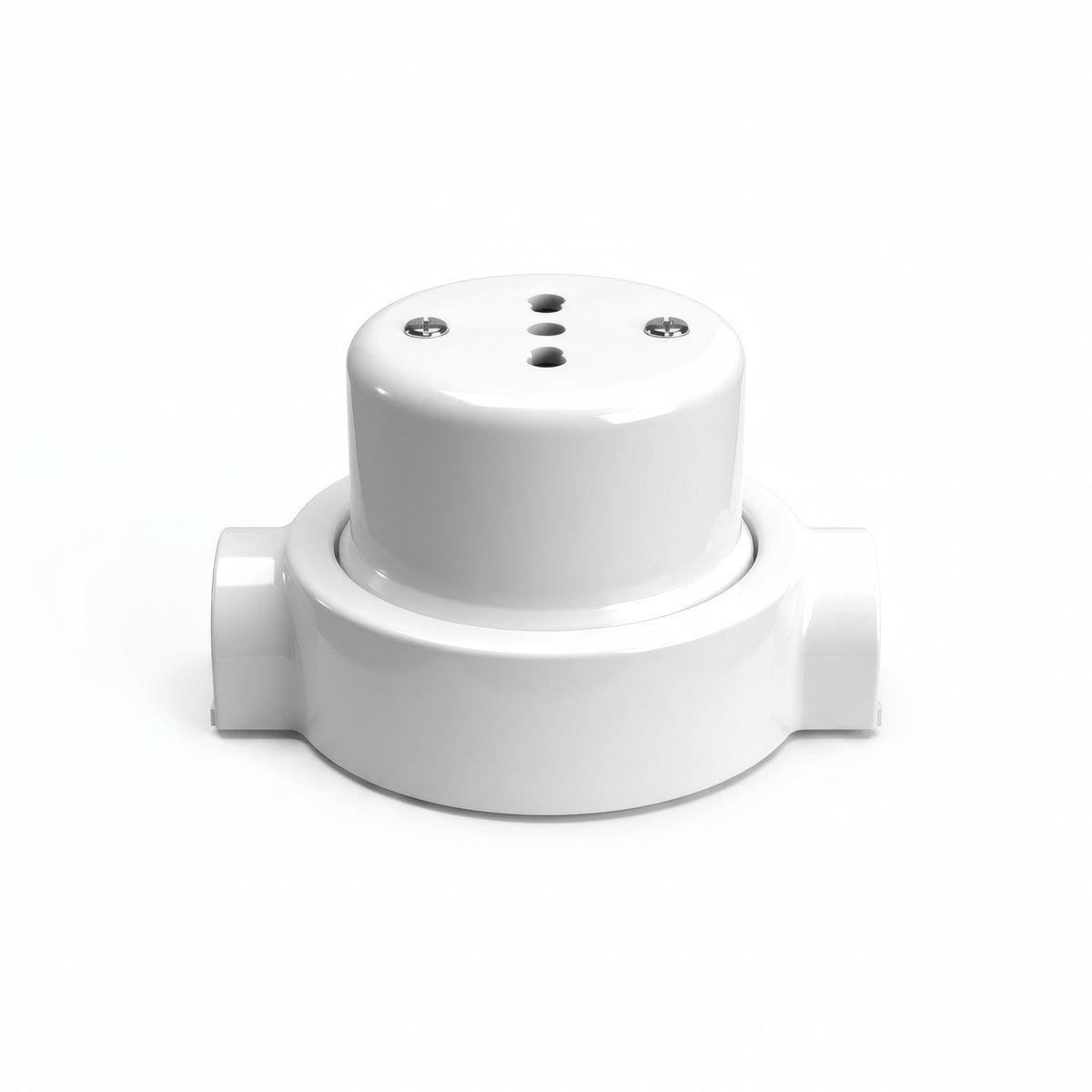 Porcelain wall socket and base kit — Italian 2P+T 10/16 A / White / 2 conduit entries in line
