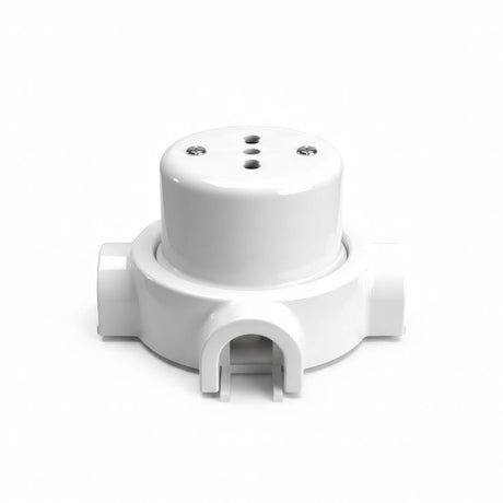 Porcelain wall socket and base kit — Italian 2P+T 10/16 A / White / 3 conduit entries
