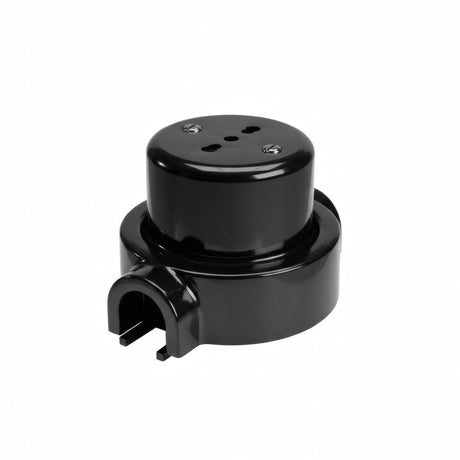 Porcelain wall socket and base kit — Italian 2P+T 10/16 A / Black / 1 conduit entry