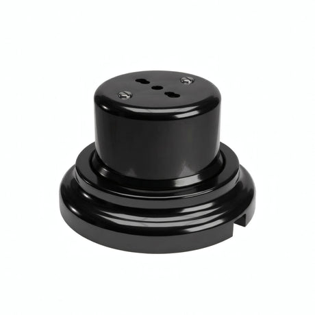 Porcelain wall socket and base kit — Italian 2P+T 10/16 A / Black / Flat Ø 100 mm